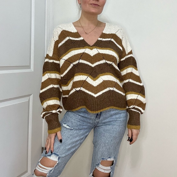 Multi Zig-Zag Stripe Pointelle Sweater - Picture 3 of 8